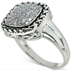 Macy's Cubic Zirconia Rope-Framed Statement Ring in Sterling Silver NWT ✨️